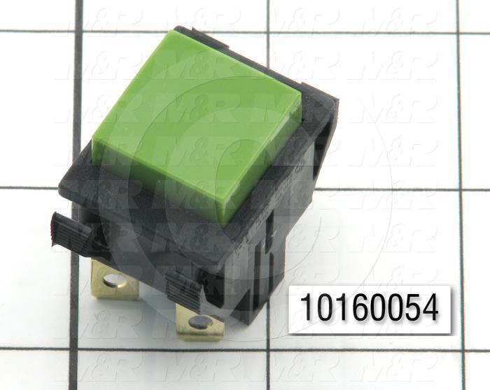 Pushbutton Switch, Momentary, Square, Green, 1NO