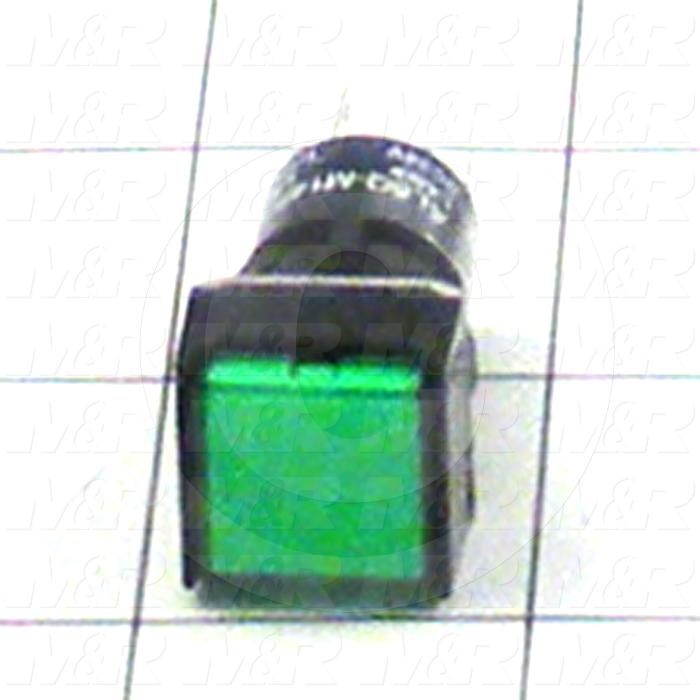 Pushbutton Switch, Momentary, Square, Green, SPDT, LED, 24VDC