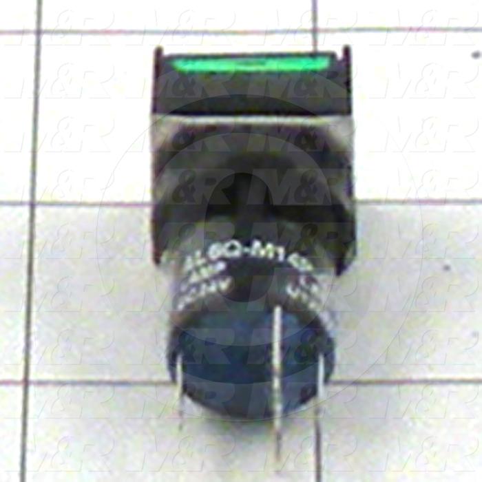 Pushbutton Switch, Momentary, Square, Green, SPDT, LED, 24VDC