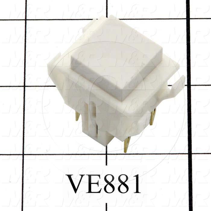 Pushbutton Switch, Rectangle, White