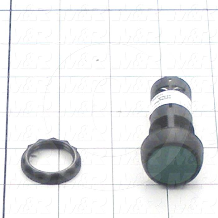 Pushbutton Switch, Unibody, Momentary, Round, 22mm, Green, 2NO