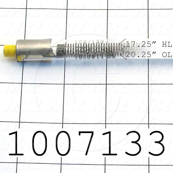Quartz, Curing Length 18", 220VAC, 1080W, Filament Length 17.25", Total Length 20.25", Marked Yellow