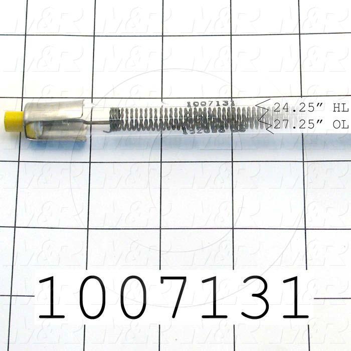 Quartz, Curing Length 24", 220VAC, 1520W, Filament Length 24.25", Total Length 27.25", Marked Yellow