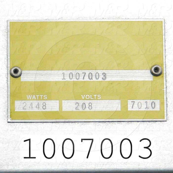 Radiant Panel, Dimension 12"x24", 2448W, Voltage 208VAC, 1-3 Phase