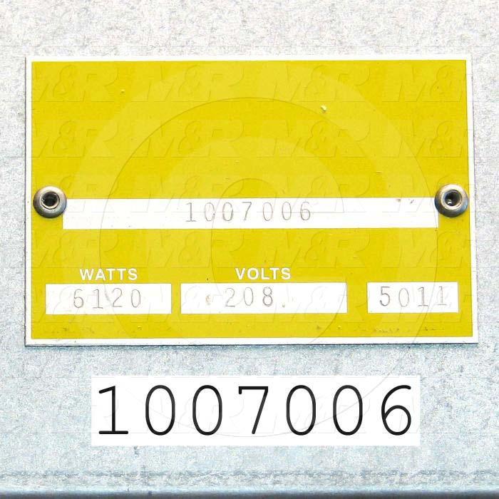 Radiant Panel, Dimension 12"x60", 6120W, Voltage 208VAC, 1-3 Phase