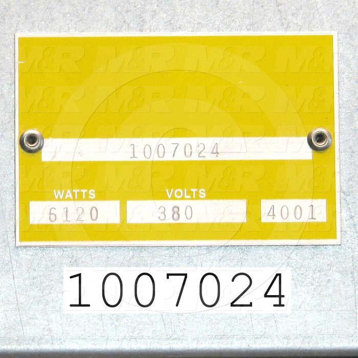 Radiant Panel, Dimension 12"x60", 6120W, Voltage 380VAC, 1-3 Phase