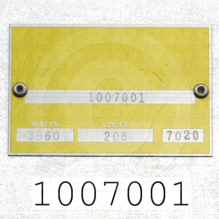 Radiant Panel, Dimension 18"x22", 3960W, Voltage 208VAC, 1-3 Phase