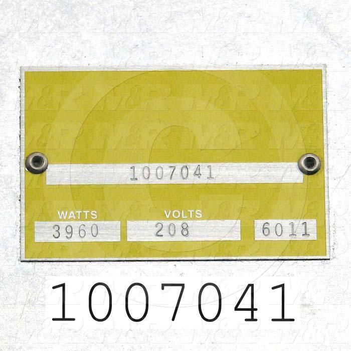 Radiant Panel, Dimension 18"x22", 3960W, Voltage 208VAC, 1-3 Phase