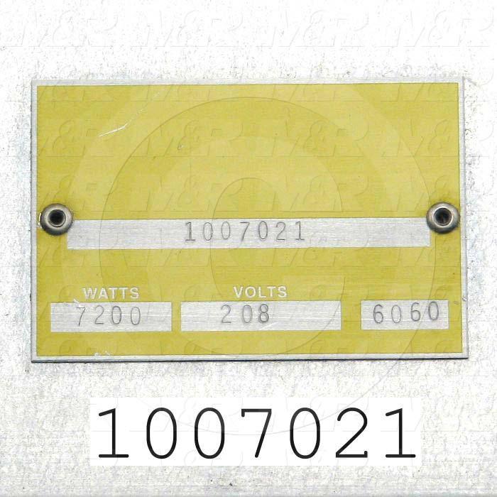 Radiant Panel, Dimension 24"x30", 7200W, Voltage 208VAC, 1-3 Phase