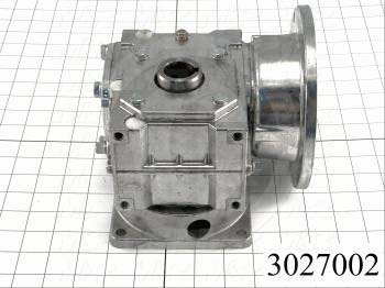 Reducers, Angle Type, Worm Type of Gears, 20:1 Ratio, Hollow Bore, 1" Output Diameter, Hollow Bore & Flange, 5/8" Input Diameter, NEMA 56 Input Flange Size, Foot mounted