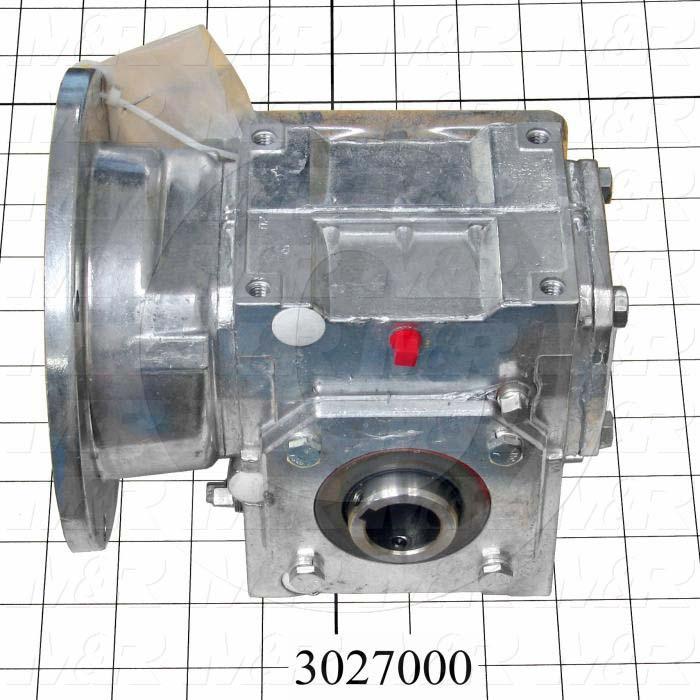 Reducers, Angle Type, Worm Type of Gears, 20:1 Ratio, Hollow Bore, 1" Output Diameter, Hollow Bore & Flange, 5/8" Input Diameter, NEMA 56 Input Flange Size, Foot mounted