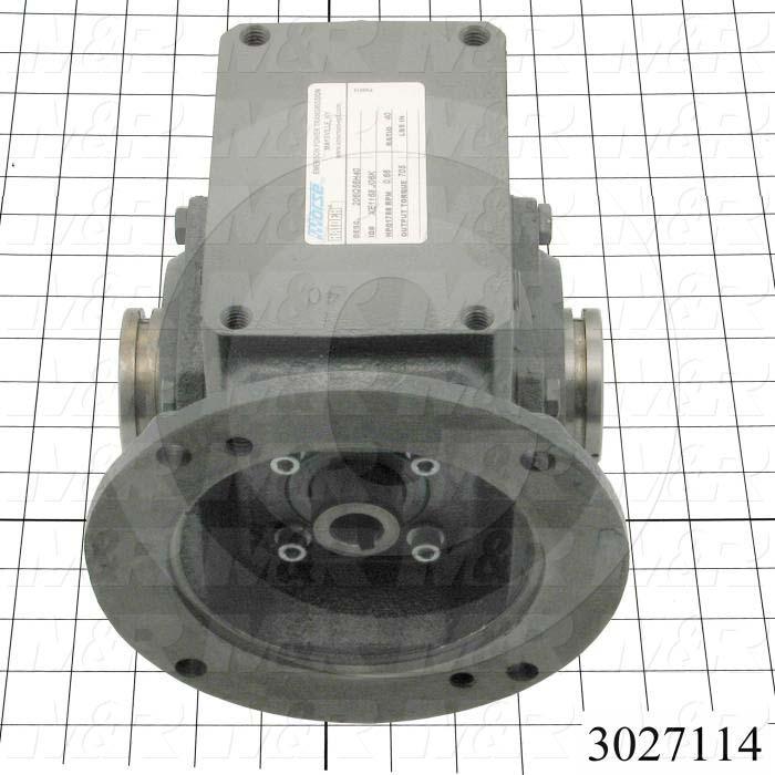 Reducers, Angle Type, Worm Type of Gears, 40:1 Ratio, Hollow Bore, 1 7/16" Output Diameter, Hollow Bore & Flange, 5/8" Input Diameter, NEMA 56 Input Flange Size