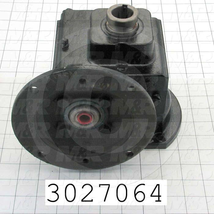 Reducers, Angle Type, Worm Type of Gears, 40:1 Ratio, Hollow Bore & Flange RH, 1" Output Diameter, Hollow Bore & Flange, 5/8" Input Diameter, NEMA 56 Input Flange Size