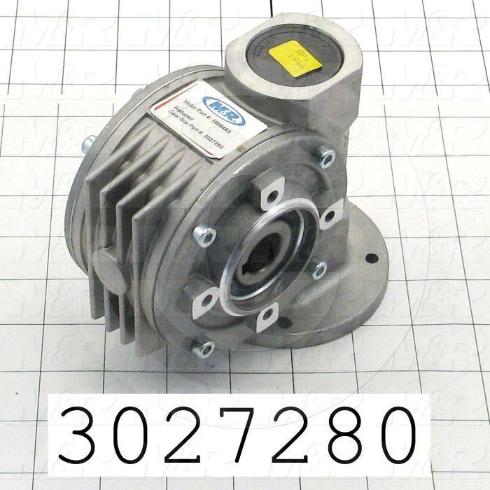 Reducers, Angle Type, Worm Type of Gears, 7:1 Ratio, Hollow Bore, 18 mm Output Diameter, Hollow Bore & Flange, 14 mm Input Diameter, IEC 63 Input Flange Size