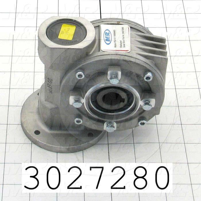 Reducers, Angle Type, Worm Type of Gears, 7:1 Ratio, Hollow Bore, 18 mm Output Diameter, Hollow Bore & Flange, 14 mm Input Diameter, IEC 63 Input Flange Size