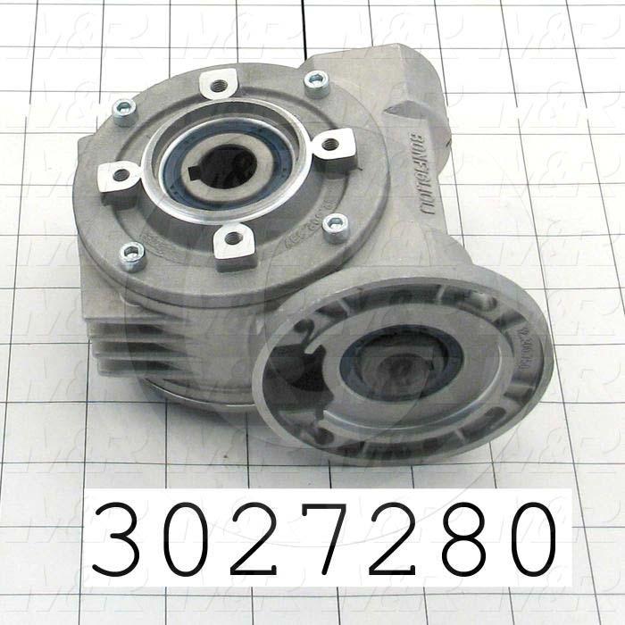 Reducers, Angle Type, Worm Type of Gears, 7:1 Ratio, Hollow Bore, 18 mm Output Diameter, Hollow Bore & Flange, 14 mm Input Diameter, IEC 63 Input Flange Size