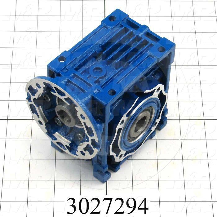 Reducers, Angle Type, Worm Type of Gears, 7.5:1 Ratio, Hollow Bore, 18 mm Output Diameter, Hollow Bore & Flange, 14 mm Input Diameter, IEC 63 B14 Input Flange Size