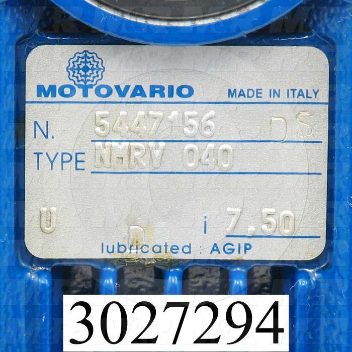 Reducers, Angle Type, Worm Type of Gears, 7.5:1 Ratio, Hollow Bore, 18 mm Output Diameter, Hollow Bore & Flange, 14 mm Input Diameter, IEC 63 B14 Input Flange Size