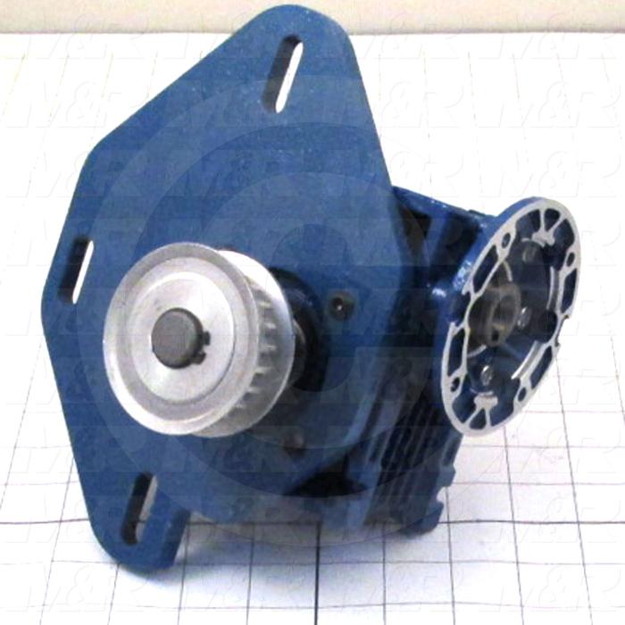 Reducers, Angle Type, Worm Type of Gears, 7.5:1 Ratio, Hollow Bore, 18 mm Output Diameter, Hollow Bore & Flange, 14 mm Input Diameter, IEC 63 B14 Input Flange Size, Face mounted
