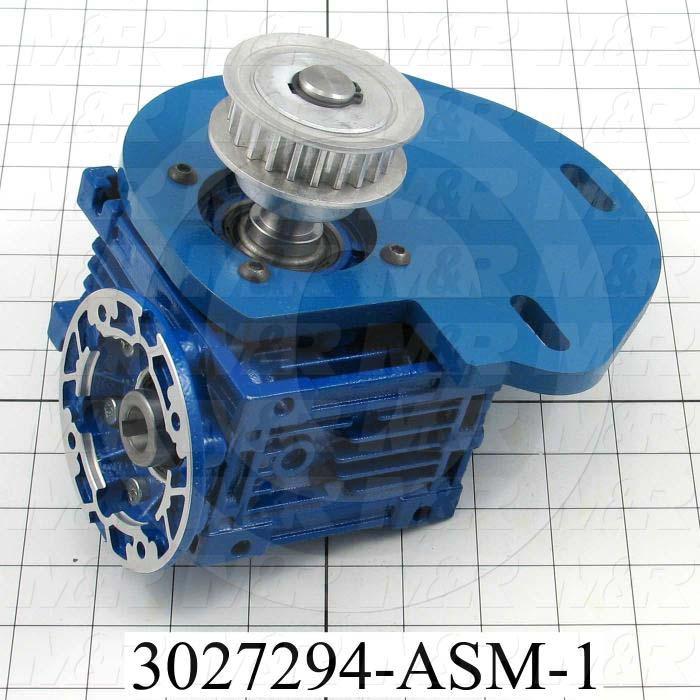 Reducers, Angle Type, Worm Type of Gears, 7.5:1 Ratio, Hollow Bore, 18 mm Output Diameter, Hollow Bore & Flange, 14 mm Input Diameter, IEC 63 B14 Input Flange Size, Face mounted