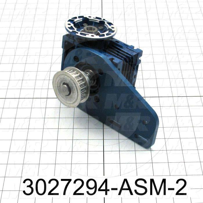 Reducers, Angle Type, Worm Type of Gears, 7.5:1 Ratio, Hollow Bore, 18 mm Output Diameter, Hollow Bore & Flange, 14 mm Input Diameter, IEC 63 B14 Input Flange Size, Face mounted