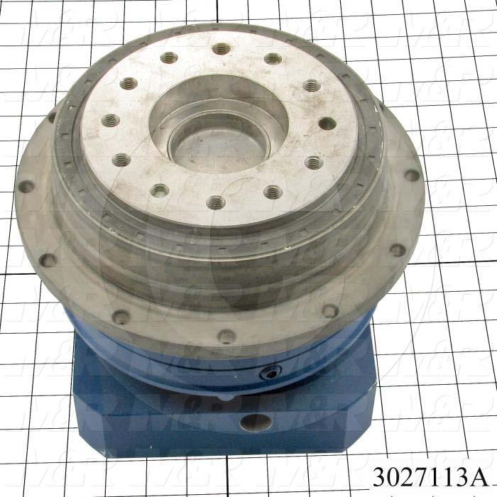 Reducers, In-Line Type, Planetary Type of Gears, 31:1 Ratio, Output Flange, 160 mm Output Diameter, Clamping Hub & Flange, 38 mm Input Diameter, ADAPTER FOR ALPHA12 SERVO Input Flange Size