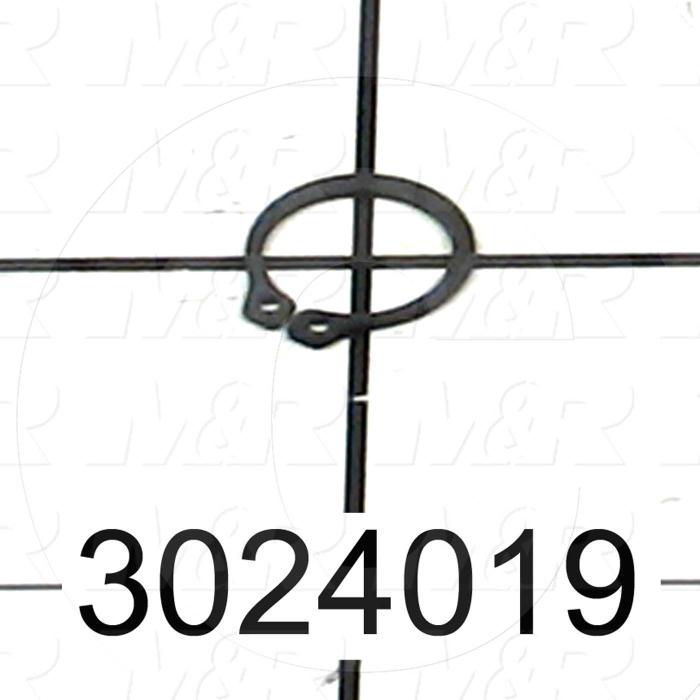 Retaining Ring, External, Style Basic Snap, Shaft Diameter 0.394", Thickness 0.025 in., Material Steel