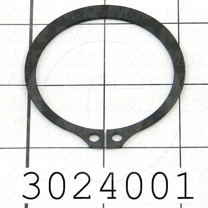 Retaining Ring, External, Style Basic Snap, Shaft Diameter 2.00", Thickness 0.062", Material Steel