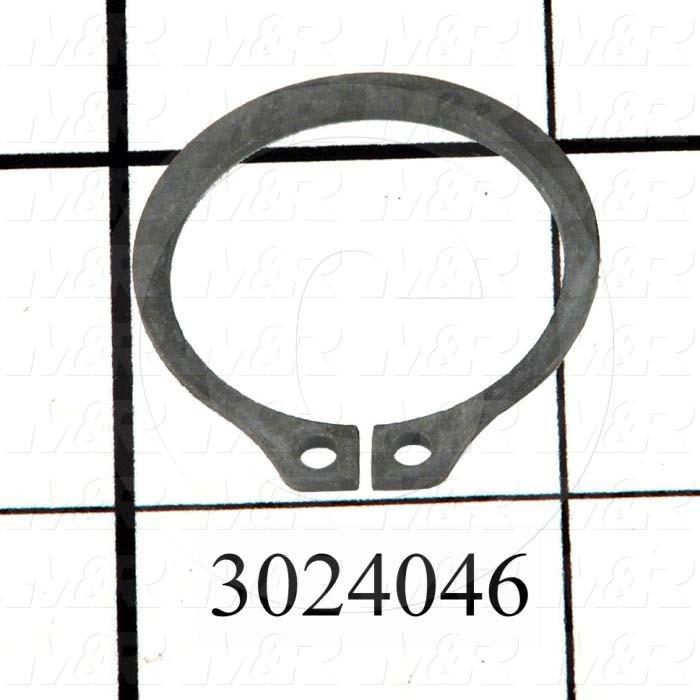 Retaining Ring, External, Style Basic Snap, Shaft Diameter 25 mm, Thickness 0.042", Material Steel
