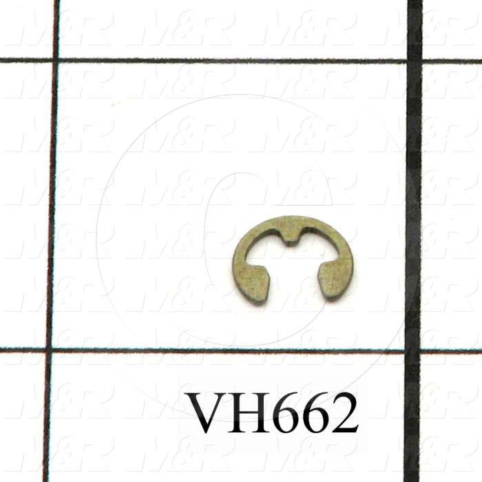 Retaining Ring, External, Style E-Ring, Shaft Diameter 0.188", Outside Diameter 0.335", Thickness 0.025 in., Material Steel, Finish Zinc & Yellow Chromate
