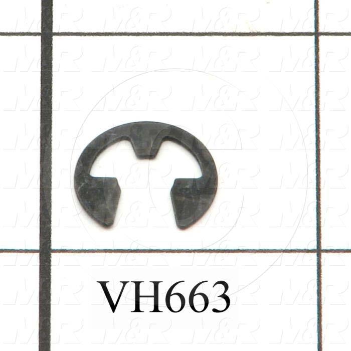 Retaining Ring, External, Style E-Ring, Shaft Diameter 0.25", Outside Diameter 0.527", Thickness 0.025 in., Material Steel, Finish Black Phosphate