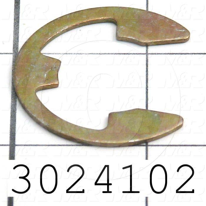 Retaining Ring, External, Style E-Ring, Shaft Diameter 1.00 in., Thickness 0.050", Material Steel, Finish Zinc & Yellow Chromate