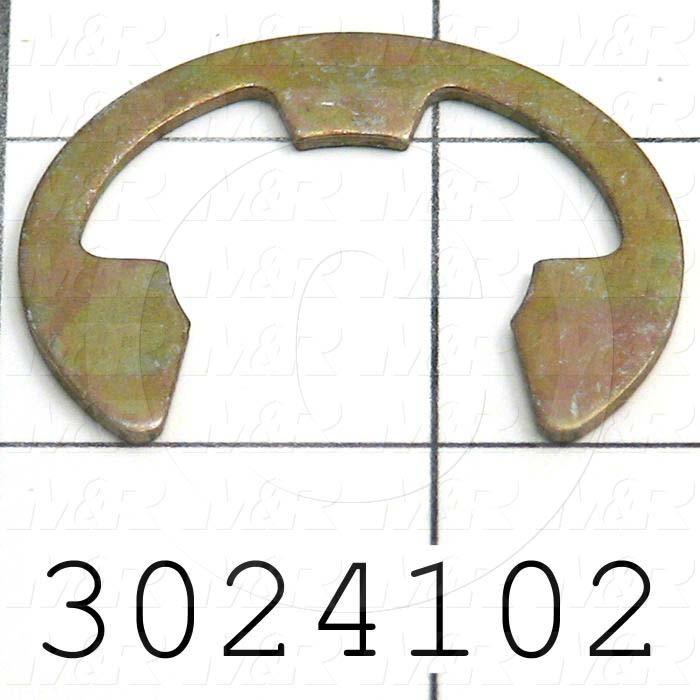 Retaining Ring, External, Style E-Ring, Shaft Diameter 1.00 in., Thickness 0.050", Material Steel, Finish Zinc & Yellow Chromate