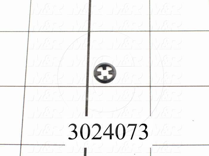 Retaining Ring, Internal, Style Circular Push-On, Shaft Diameter 0.125", Outside Diameter 0.366", Thickness 0.029", Material Steel