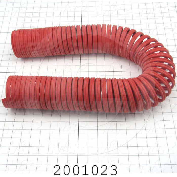 Retracting Air Tube, 3/16 Tube ID, Opaque Red Color, Nylon 11 Material, 100' Coil Expanded