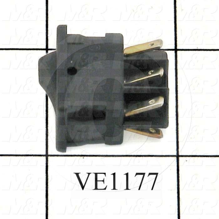 Rocker Switch, Mini, DPDT, Contact Rating @ 125V 10A, Black