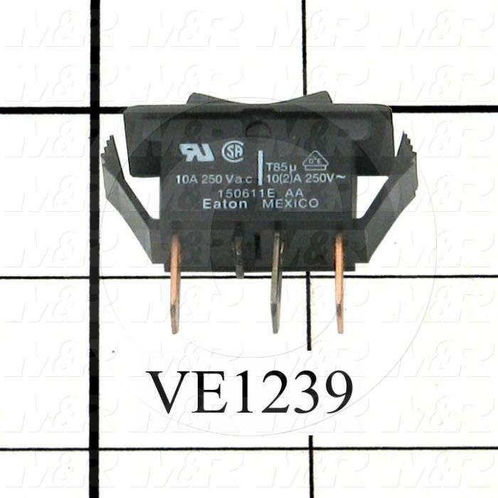 Rocker Switch, SPDT, Contact Rating @ 250V 10A