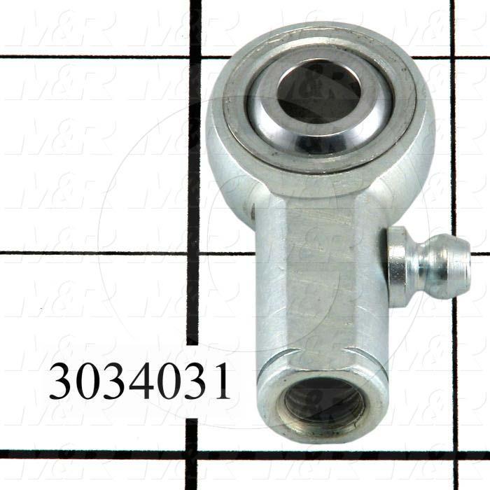 Rod End and Spherical Bearing, Female, Left Hand, 5/16-24 Thread Size, 0.313" Inside Diameter, 0.437" Ball With, 1.375" Base to Center, Steel Body, Steel Race, Steel Ball