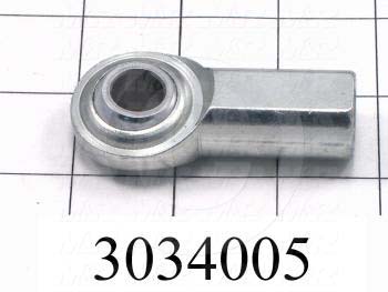 Rod End and Spherical Bearing, Female, Right Hand, 1/2-20 Thread Size, 0.50 in. Inside Diameter, 0.625" Ball With, 2.125" Base to Center, Steel Body, Plastic Race, Steel Ball, 1