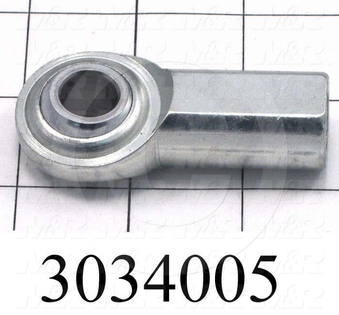 Rod End and Spherical Bearing, Female, Right Hand, 1/2-20 Thread Size, 0.50 in. Inside Diameter, 0.625" Ball With, 2.125" Base to Center, Steel Body, Plastic Race, Steel Ball, 1