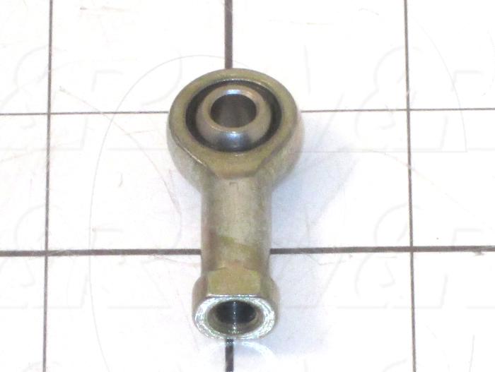 Rod End and Spherical Bearing, Female, Right Hand, 1/4-28 Thread Size, 0.250" Inside Diameter, 0.375" Ball With, 1.312" Base to Center, Steel Body, Plastic Race, Steel Ball, 1
