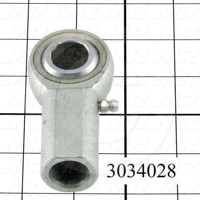 Rod End and Spherical Bearing, Female, Right Hand, 3/4-16 Thread Size, 0.75 in. Inside Diameter, 0.88" Ball With, 2.88" Base to Center, Steel Body, Steel Race, Steel Ball
