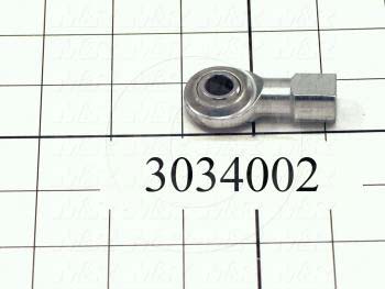 Rod End and Spherical Bearing, Female, Right Hand, 3/8-24 Thread Size, 0.38 in. Inside Diameter, 0.50" Ball With, 1.625" Base to Center, Steel Body, Plastic Race, Steel Ball, 1