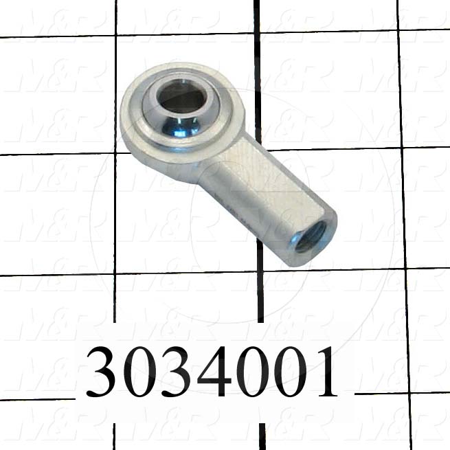 Rod End and Spherical Bearing, Female, Right Hand, 5/16-24 Thread Size, 0.313" Inside Diameter, 0.437" Ball With, 1.375" Base to Center, Steel Body, Plastic Race, Steel Ball, 1