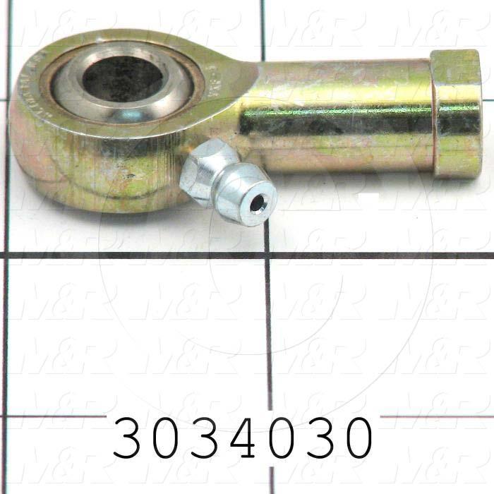 Rod End and Spherical Bearing, Female, Right Hand, 5/16-24 Thread Size, 0.313" Inside Diameter, 0.437" Ball With, 1.375" Base to Center, Steel Body, Steel Race, Steel Ball