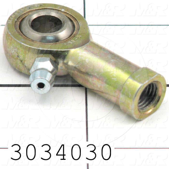 Rod End and Spherical Bearing, Female, Right Hand, 5/16-24 Thread Size, 0.313" Inside Diameter, 0.437" Ball With, 1.375" Base to Center, Steel Body, Steel Race, Steel Ball