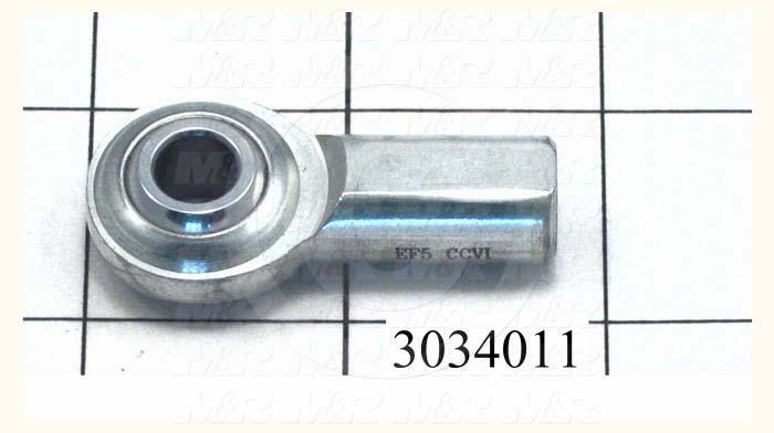 Rod End and Spherical Bearing, Female, Right Hand, 5/16-24 Thread Size, 0.313" Inside Diameter, 0.437" Ball With, 1.375" Base to Center, Steel Body, Steel Race, Steel Ball, High Strength
