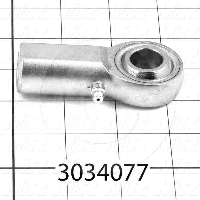 Rod End and Spherical Bearing, Female, Right Hand, 5/8-18 Thread Size, 0.625 in. Inside Diameter, 0.750" Ball With, 2.50" Base to Center, Steel Body, Steel Race, Steel Ball