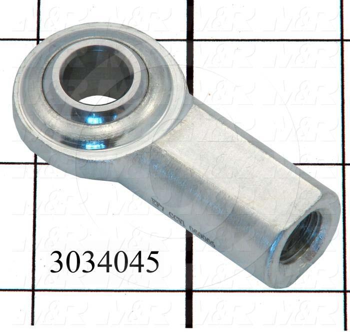 Rod End and Spherical Bearing, Female, Right Hand, 7/16-20 Thread Size, 0.437" Inside Diameter, 0.562" Ball With, 1.812" Base to Center, Steel Body, Steel Ball, 1