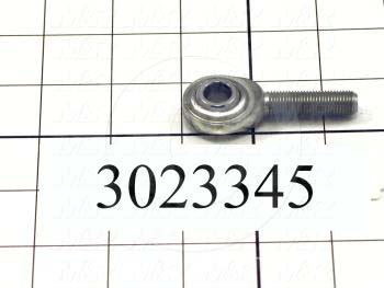 Rod End and Spherical Bearing, Male, Left Hand, 3/8-24 Thread Size, 0.38 in. Inside Diameter, 0.50" Ball With, 1.94" Base to Center, Steel Body, Plastic Race, Steel Ball, 1